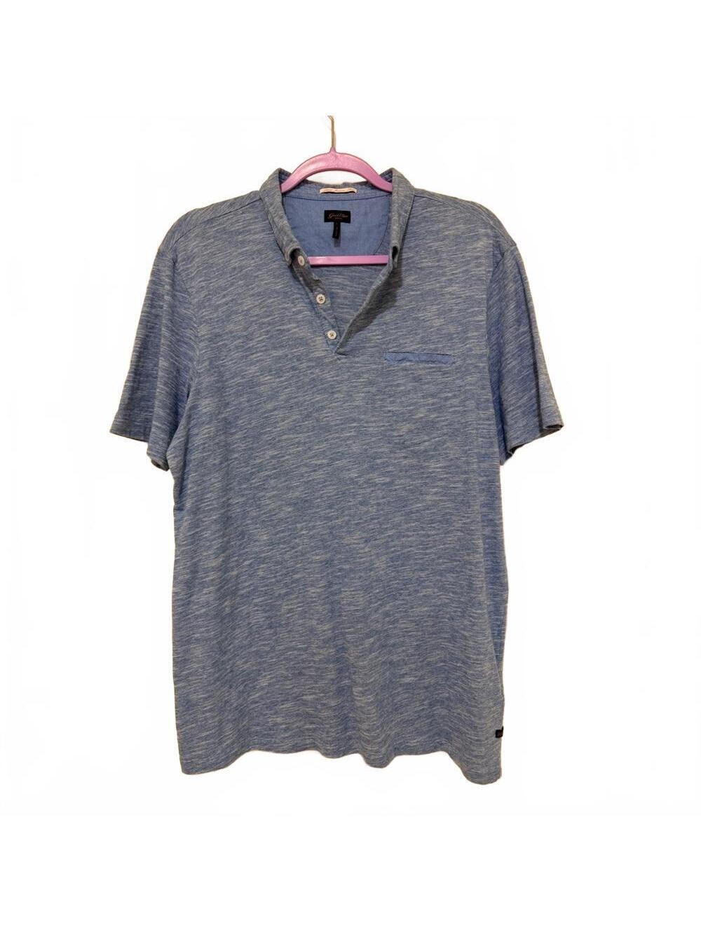 Good Man Brand Men’s Large Blue Heather 100% Cotton Short Sleeve Polo Shirt